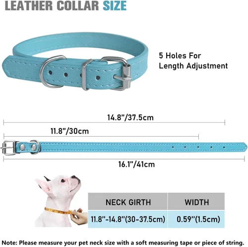 Miniatura 2 de Collares para Cachorros para Nido - 12 Colores Collar de Identificación Ajustable de Cuero para Perros Pequeños, Medianos y Grandes