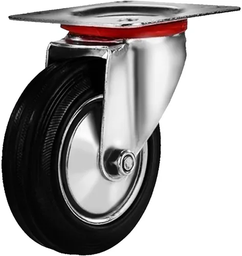 Miniatura 5 de 4 ruedas giratorias con base de goma con placa superior y rodamientos resistentes de 3 pulgadas, 1
