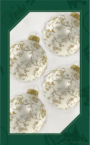 Miniatura 24 de Adornos de árbol de Navidad de vidrio - 67 mm/2.625" [4 piezas] Bolas decoradas de Adornos navideños sin costuras para colgar de Christmas by Krebs