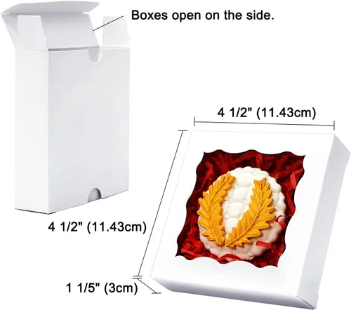 Miniatura 4 de XINHPKGG 50 cajas de galletas individuales de 4 1/2 x 4 1/2 x 1 1/5 pulgadas, cajas pequeñas de panadería, caja de regalo pequeña para recuerdos