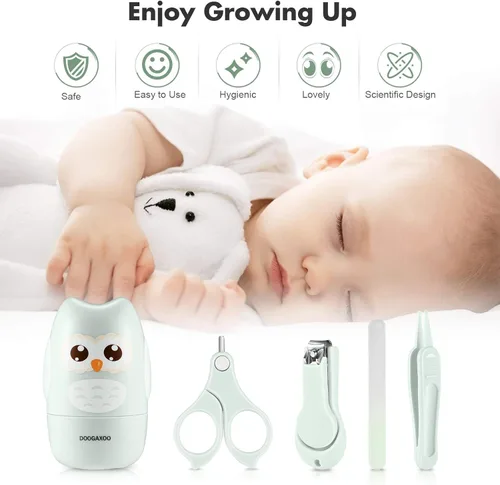 Miniatura 6 de Cortauñas para bebé, kit de uñas seguro 4 en 1 con bonito estuche, cortaúñas, tijeras, pinzas, juego de lima de uñas para recién nacidos, bebés