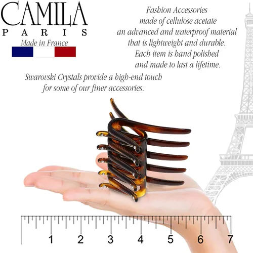 Miniatura 3 de Camila Paris CP3095 - Peine francés entrelazado de dos lados, beige, para cola de caballo o cabello, pinzas para el cabello de agarre fuerte