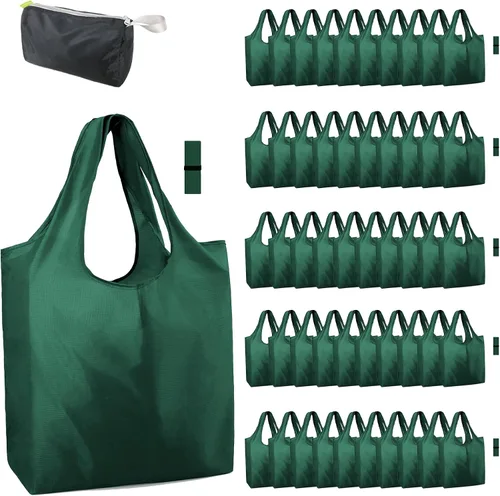 Miniatura 67 de BeeGreen Bolsas de comestibles reutilizables de Navidad con bolsa de almacenamiento con cremallera, paquete de 10 bolsas de compras reutilizables a