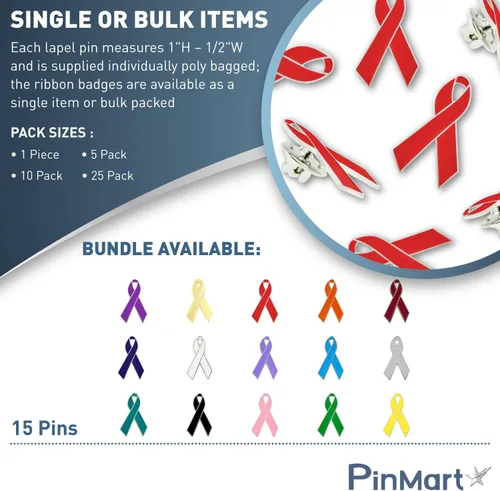 Miniatura 5 de PinMart Awareness - Pin de solapa esmaltado – Pin de cinta chapado en níquel y oro – Cinta de prevención y conciencia – Broche de joyería con parte