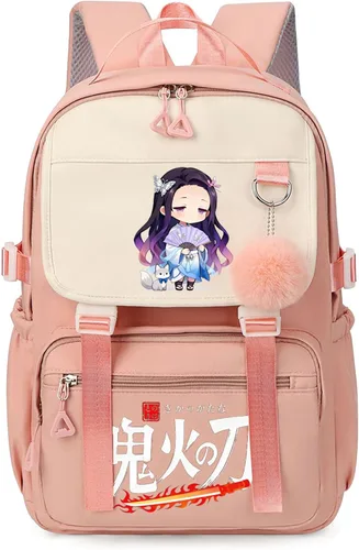 Miniatura 10 de Mochila de anime para niñas con puerto de carga USB 20L, mochila escolar para adolescentes, mochila grande para computadora portátil para viajes uso