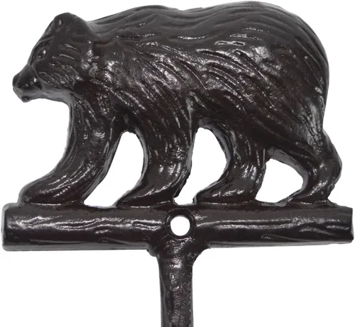 Miniatura 2 de Treasure Gurus - Toallero de baño de hierro fundido negro con oso grizzly
