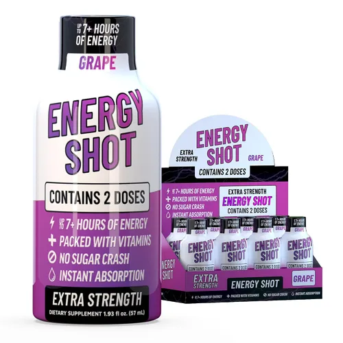Miniatura 9 de Blue Raspberry Extra Strength Energy Shot 12 unidades – 260 mg de cafeína natural B12 B6 – Apoyo de energía y enfoque – 2 porciones sin azúcar Té