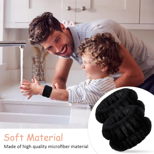 Miniatura 5 de Chuangdi 4 pares de muñequeras para el lavado de la cara, muñequeras spa de microfibra, muñequeras absorbentes para mujeres, muñequeras para evitar