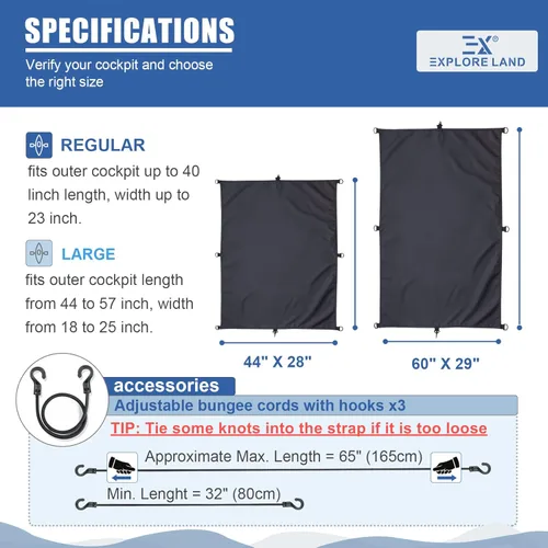 Miniatura 3 de Explore Land Cubierta universal impermeable para cabina de kayak, cubierta de sello para cabina de kayak para interior y exterior, regular de 44 x
