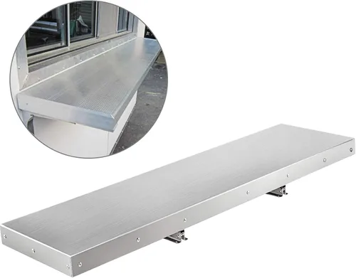 Miniatura 10 de Happybuy Estante de concesión de 70.8 pulgadas de largo x 11.4 pulgadas de ancho con marco de acero inoxidable y tablero de superficie para ventana
