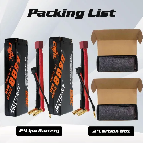 Miniatura 6 de CNHL 2S Lipo Battery 6600mAh 120C 7.4V Estuche rígido con enchufe 5.0 Bullet T para RC Car Truck Boat Truggy Airplane Quadcopter Racing Hobby