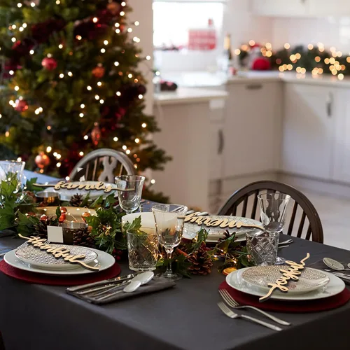 Miniatura 5 de 12 piezas de letras de madera para decoración de mesa de Navidad, letreros de madera rústicos con texto "Thankful Blessed Merry Joyful Peace