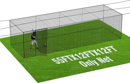 RIIFRILY Redes para Jaulas de Bateo de Béisbol, 20'L/35'L/55'L/70'L Redes para Jaulas de Béisbol y Softbol, Malla de HDPE Cerrada #42/#45 para