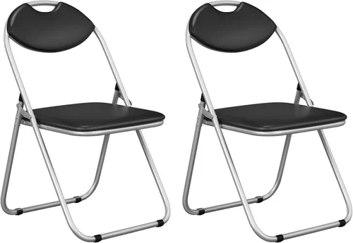 S AFSTAR Juego de 2 sillas plegables, sillas plegables de metal con asas de transporte, asientos acolchados, almohadillas antideslizantes, sillas