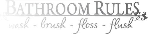 Plata (espejo cromado) 10 x 40 pulgadas, reglas de baño, cepillo de lavado, hilo dental, cita al ras y diciendo, adhesivo para pared, decoración del