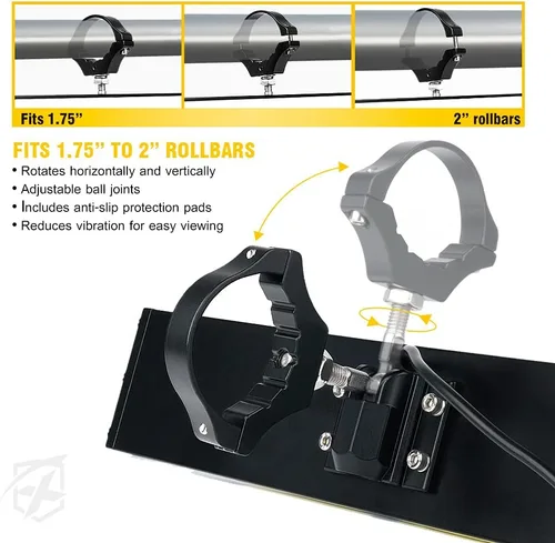 Miniatura 4 de Xprite 9" Espejo retrovisor central UTV con luces interiores y interruptor basculante, espejos retrovisores de aluminio se ajusta a 1.75"-2