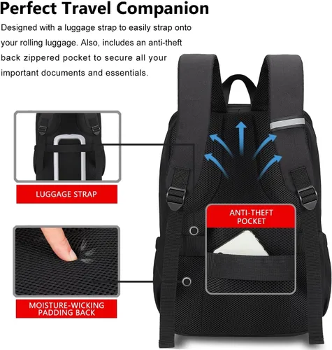Miniatura 6 de MAXTOP Mochila para computadora portátil de viaje, mochilas de negocios con puerto de carga USB, resistente al agua, mochila para escuela y Negro