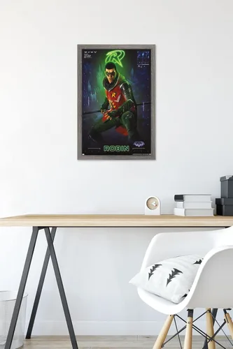 Miniatura 6 de Trends International DC Comics Gotham Knights - Póster de pared de Robin, 14.725 x 22.375 pulgadas, versión enmarcada de madera de granero