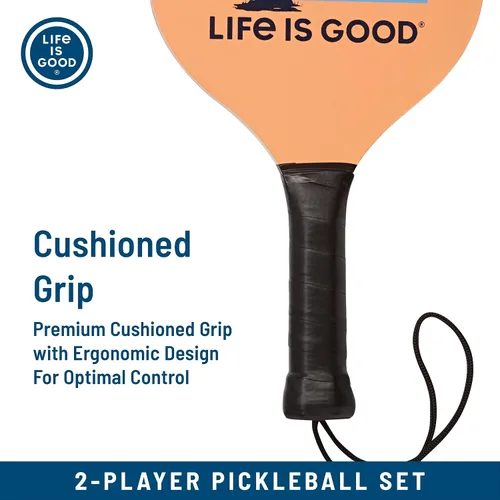 Miniatura 3 de Life is Good Juego de iniciación de pickleball - Incluye 2 paletas de pickleball de madera, 2 bolas de pickleball de tamaño reglamentario y bolsa