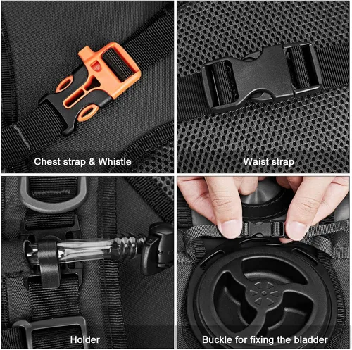 Miniatura 4 de G4Free Mochila de hidratación táctica militar con vejiga mejorada de 3L para senderismo, correr, ciclismo Negro