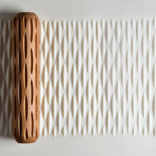Miniatura 10 de MKM Pottery Tools Rodillos de mano grandes de madera para arcilla (BHR-01 Diagonal Basketweave)