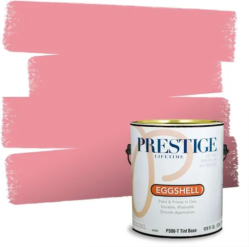 Miniatura 266 de Prestige Paints E100-T-SW6591 Pintura exterior e imprimación en uno, 1 galón, plano, combinación comparable de Sherwin Williams Amaryllis, 1 galón