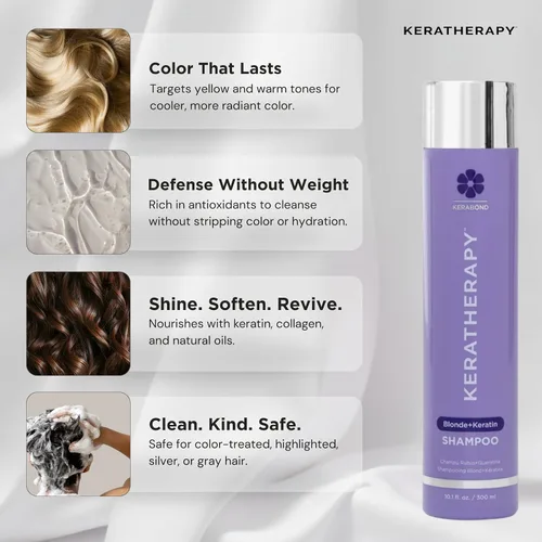 Miniatura 7 de KERATHERAPY Champú tonificante violeta totalmente rubio con infusión de queratina, 10.1 onzas líquidas, 10.1 fl oz, champú violeta para cabello