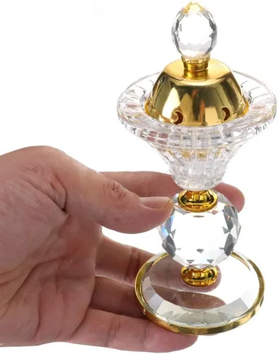 Miniatura 4 de Oud - Quemador de incienso de cristal, para aromaterapia, horno, difusor árabe, decoración de escritorio para yoga, meditación, spa (luna)