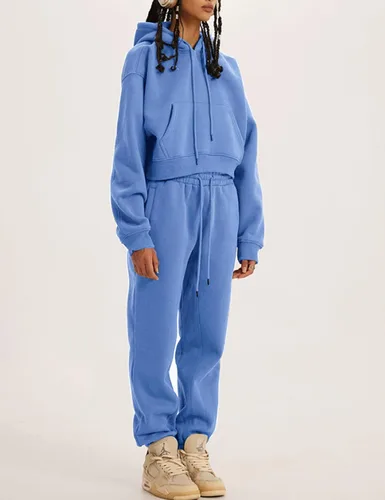 Miniatura 21 de Kissonic Conjunto deportivo de forro polar para mujer, 2 piezas, sudadera con capucha y pantalones deportivos