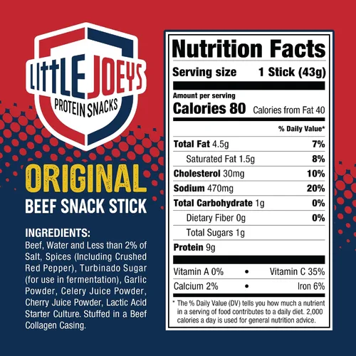 Miniatura 2 de Little Joeys Palitos de carne de jalapeño – Caja de 6 unidades – Bocadillos de carne altos en proteínas para adultos y niños – Apto para dieta