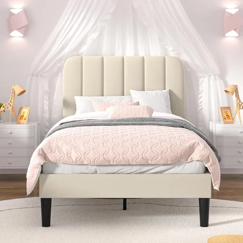 Miniatura 28 de VECELO Marco de Cama Tapizada Tamaño Full con 4 Cajones y Cabecero, Marco de Cama Plataforma de Almacenamiento de Terciopelo, Soporte de Listones