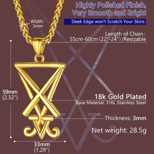 Miniatura 74 de PROSTEEL Satanic Jewelry Upside Down Cross Necklace for Men Women, 316L Stainless Steel/925 Sterling Silver Inverted Cross/Leviathan Cross Pendant
