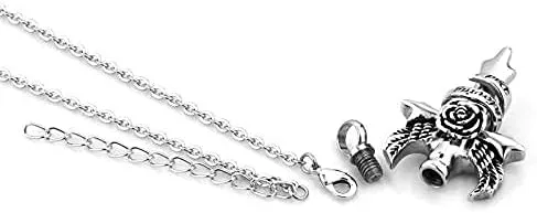 Miniatura 2 de Collar de urna de alas de ángel con cruz para cenizas en memoria amorosa, papá, mamá, abuela, abuelo, hermano, hermana, tía, hijo, cremación