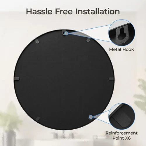 Miniatura 6 de USHOWER Espejos de baño para sobre lavabo, espejo circular de 30 pulgadas con marco de metal, espejo de pared negro para tocador, entrada, sala