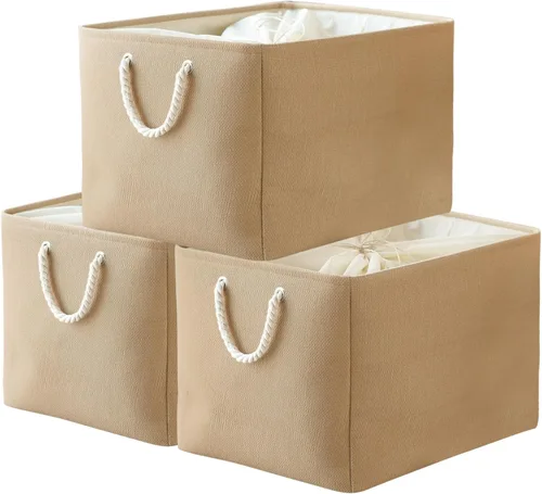 Miniatura 9 de TheWarmHome Contenedores de almacenamiento para estantes, tamaño mediano, 3 unidades, 13.8 pulgadas de largo x 9.8 pulgadas de ancho x 6.7 pulgadas