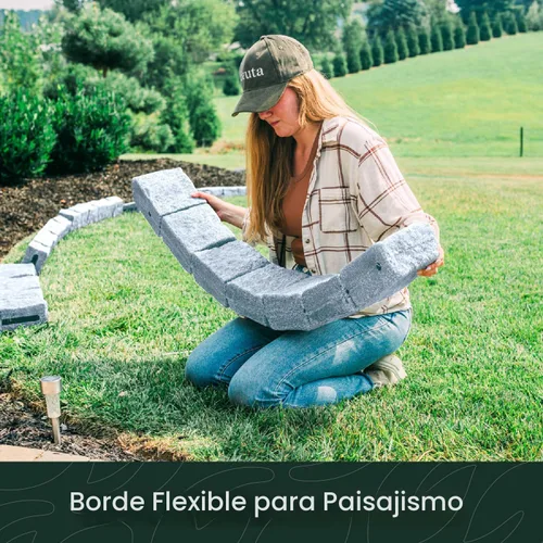 Miniatura 2 de Beuta Borde de Paisaje Borde de Jardín Bloques de Piedra Artificial para Bordes de Césped, Macizos de Flores y Bordes de Patio – Paquete de 4