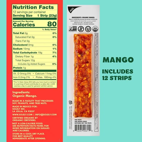 Miniatura 2 de Solely - Charqui de frutas orgánicas Un ingrediente Vegano Sin OGM Sin gluten Sin agregado de azúcar