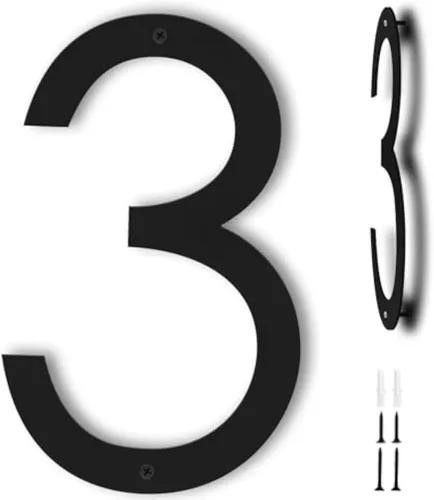 Miniatura 12 de Números de casa de 12 pulgadas para exteriores, números de dirección de casa modernos de metal, flotante, para exteriores de 0 a 9, negro (0)