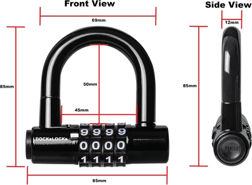 Miniatura 8 de DocksLocks Juego de candado de cable de seguridad (5' a 25') extremos en bucle, resistente a la intemperie, cerradura compacta sin llave en U