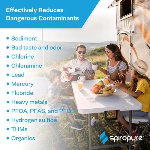 Miniatura 4 de SpiroPure Filtro de agua en línea multietapa para vehículos recreativos marinos con protector de manguera flexible - Sedimento, carbón, agua dura