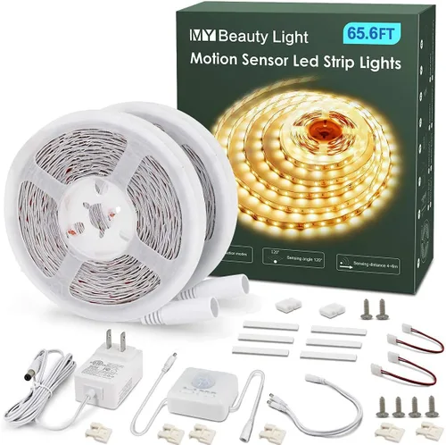 MY BEAUTY LIGHT - Tira de luces LED activadas por movimiento, tira de luz LED de 65.6 pies con 2 modos de iluminación diurna o nocturna, 3 modos de