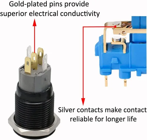 Miniatura 5 de Conexión a corriente con interruptor a botón con luz LED E Support™ de metal con forma ojo de ángel para autos de 16 mm 12V 3A, Verde