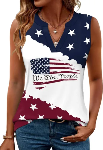 Miniatura 43 de Romanstii Camisas sin mangas para mujer, estilo casual, de verano, cuello en V, blusas elegantes, túnica