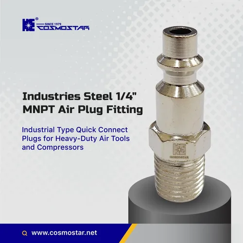 Miniatura 2 de COSMOSTAR Industries - Enchufe de aire MNPT de acero de 1/4 de pulgada, enchufe de 1/4 de pulgada y conector NPT de 1/4 pulgadas, enchufes