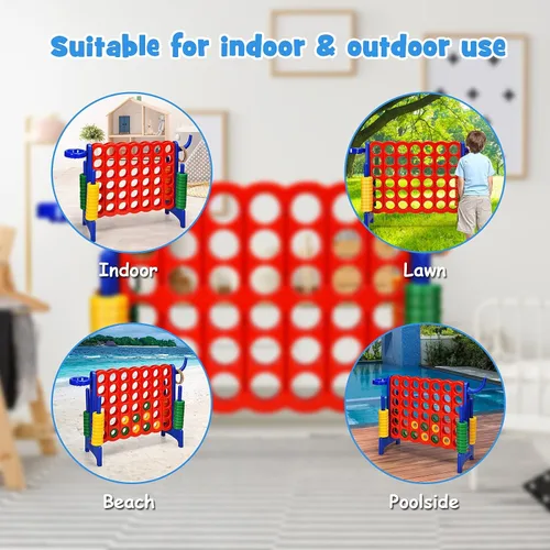 Miniatura 5 de AKUSTIK Juego Giant Connect al aire libre, 4 en una fila Jumbo 4 para marcar para niños y adultos, fiesta familiar, patio, césped, juego de conexión
