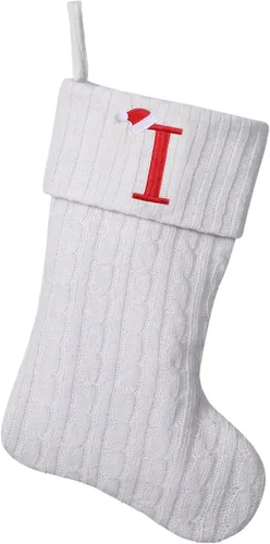 Miniatura 106 de Medias de Navidad personalizadas de 19 pulgadas con iniciales bordadas, medias de Navidad de punto negro para decoraciones de vacaciones familiares