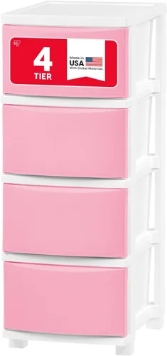 Miniatura 11 de IRIS USA Organizador de almacenamiento de cajones de plástico, 4 cajones, para suministros de arte del aula, baño, dormitorio universitario, Azul