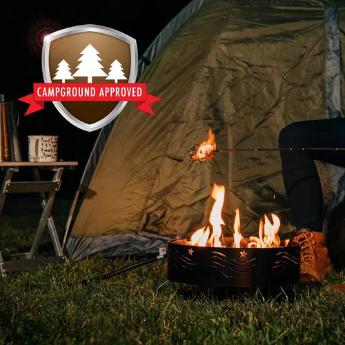 Miniatura 2 de Camco Fogata de propano portátil Cuenta con manguera de 8 pies y regulador ajustable Ideal para campamentos con restricciones de fuego (58047)