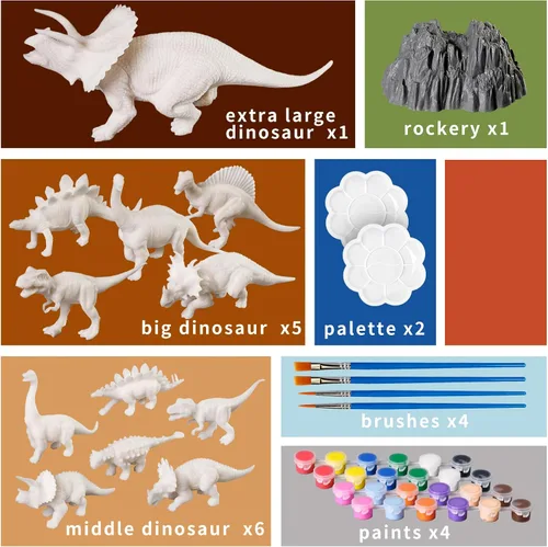 Miniatura 2 de Kit de pintura de dinosaurios 3D con 12 dinosaurios para niños de 3 a 15 años, kits de arte y manualidades, juguetes de dibujo con dinosaurios, set