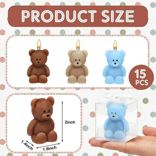 Miniatura 2 de 50 velas de oso para baby shower, regalos de fiesta de oso invitado, velas a granel para regalos decoraciones de fiesta